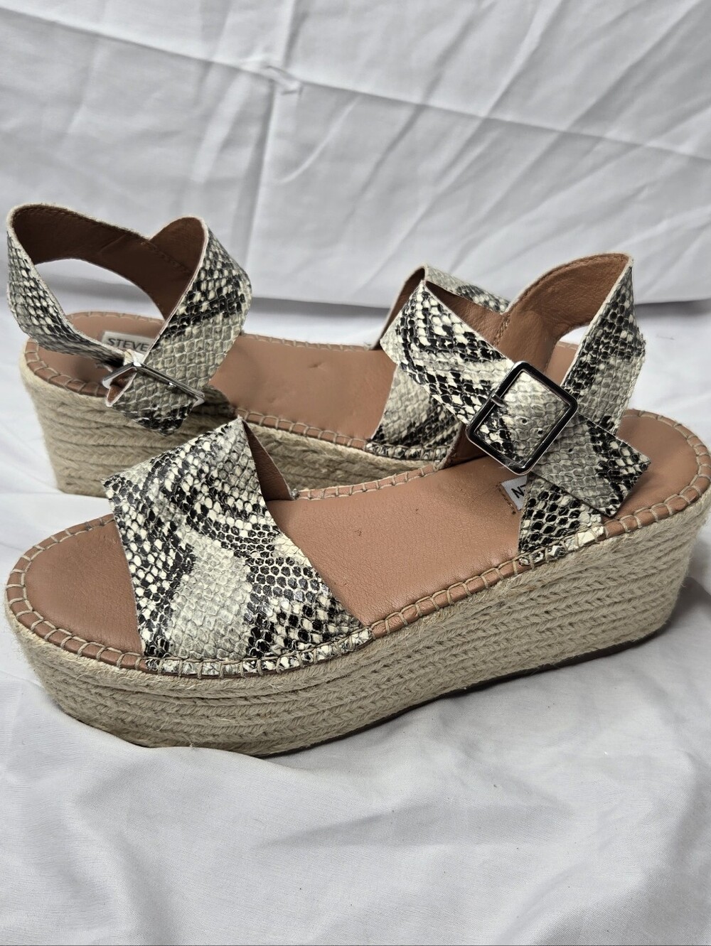 Steve Madden Cabo Snake Print Espadrille Platform Wedge Sandals Women's 9M